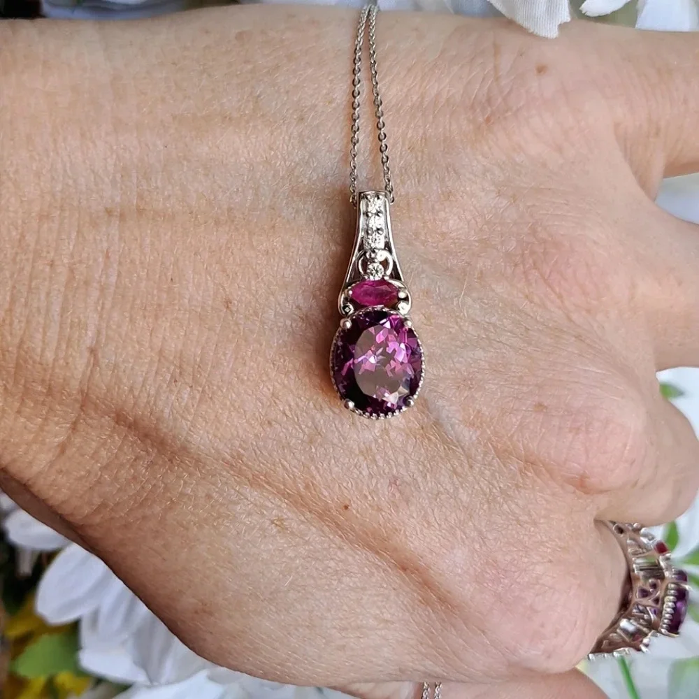 Color Change Sapphire & Natural Ruby Ring & Necklace Set.